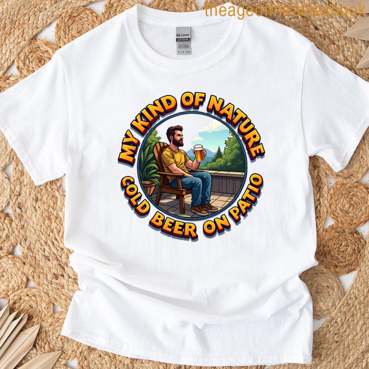 A Man Sitting Outdoors On A Patio T-shirt