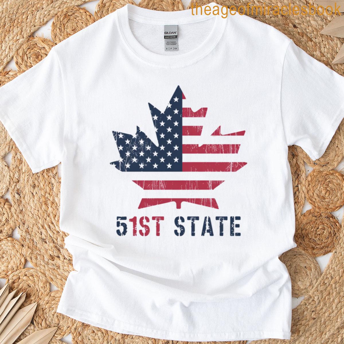 51st State Bold Political Statement Design Modern Minimalist Usa Graphic Patriotic Conversation Art T-shirt