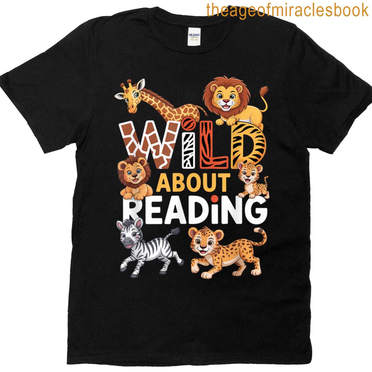 Zoo Animals Wild About Reading Books Reader Lover Librarian T-shirt