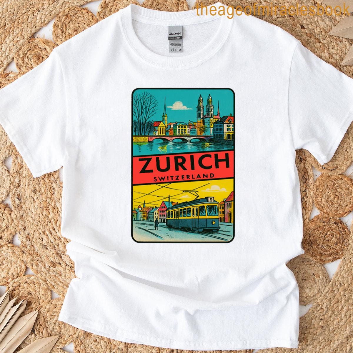 Zurich Switzerland Vintage Style Decal T-shirt