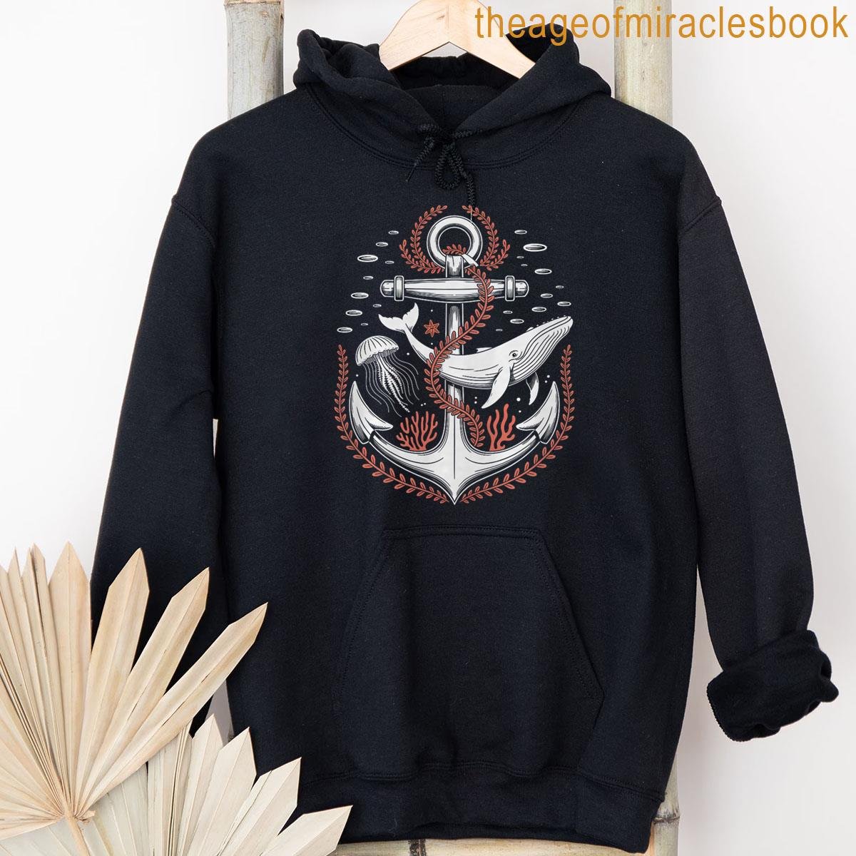 Alternative view of Anchor And Whale Ocean Marine Graphic With Coral Jellyfish Premium Tri-blend T-shirt