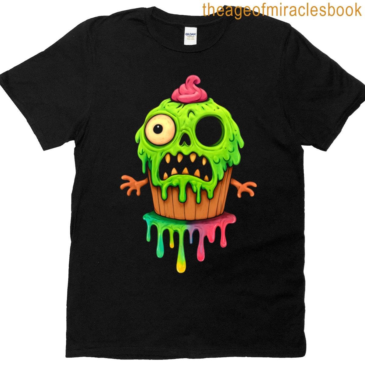 Zombie Cupcake Colorful Melting Monster Design Oversized T-shirt