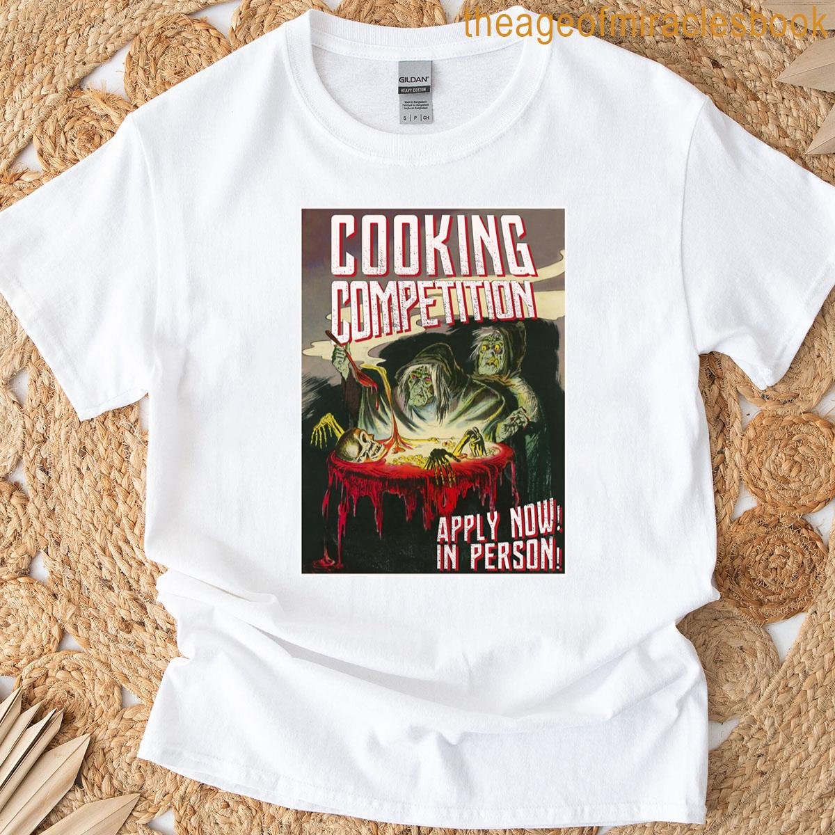 Vintage Witch Cooking Competition Retro Horror Poster Halloween Gift T-shirt