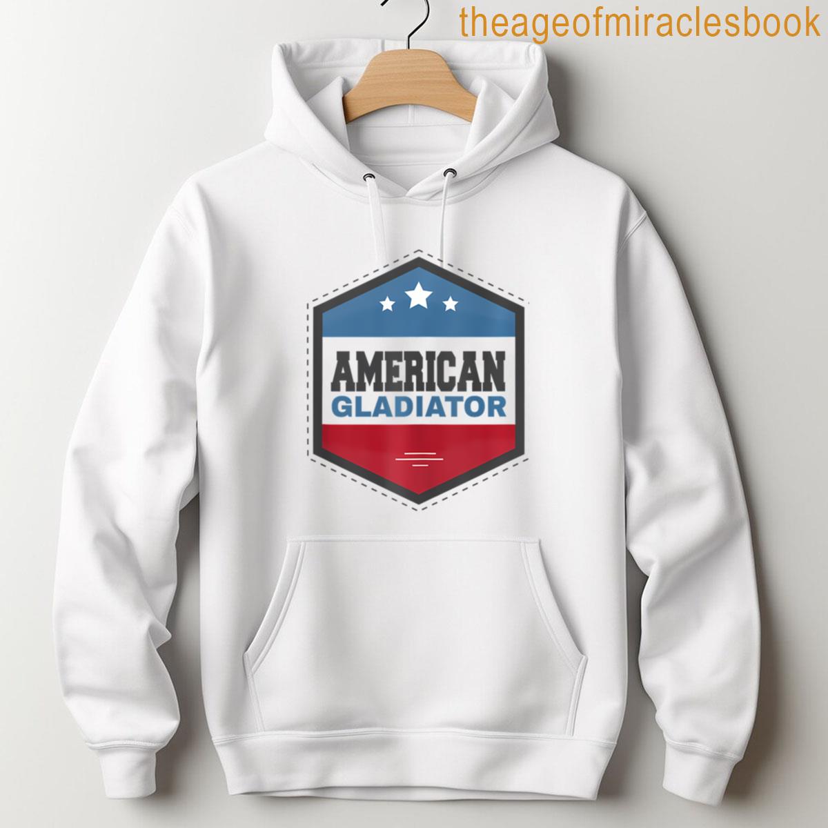 Alternative view of American Gladiator Usa Flag Gym Sports Quote Humor T-shirt