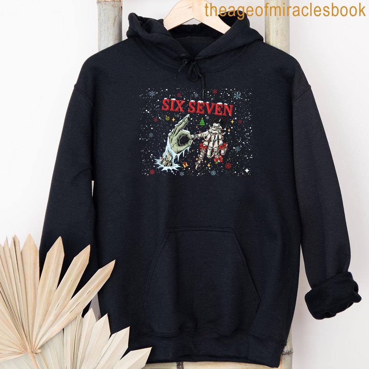 Alternative view of 6 7 Six Seven Hand Meme Slang Humorous Xmas Christmas T-shirt