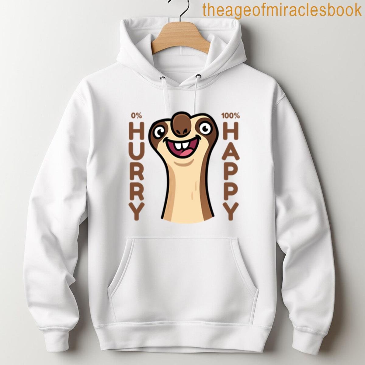 Alternative view of 0 Hurry 100 Happy Funny Sloth Cartoon T-shirt