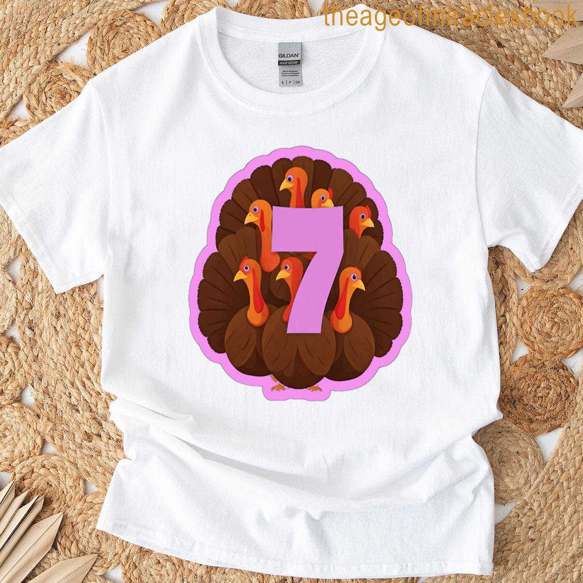 67 Meme With 7 Turkeys With Number 7 Pink T-shirt
