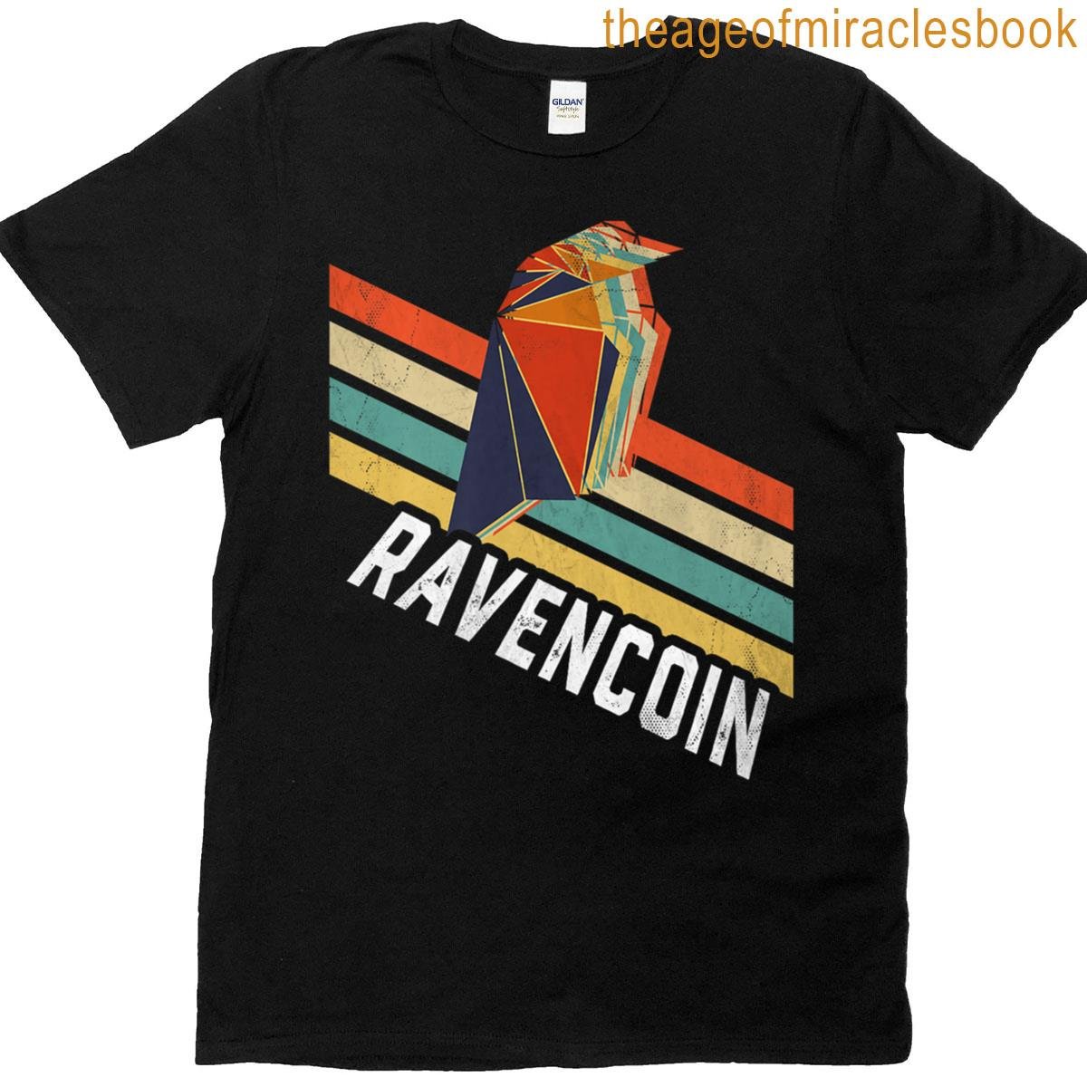 Vintage Retro Color Stripes Ravencoin Logo Rvn Premium T-shirt