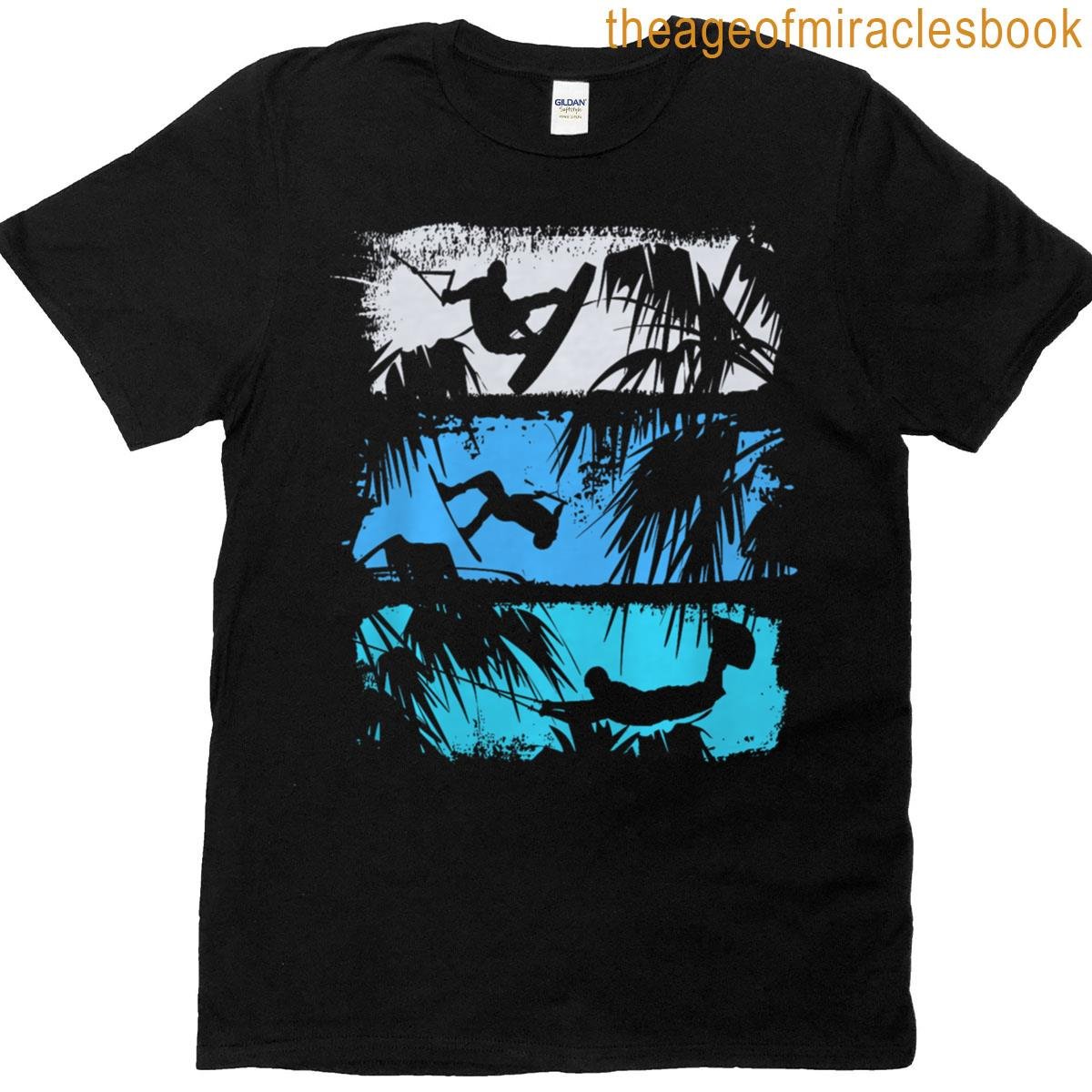 Wakeboard Lifestyle Vintage Design With Palm Trees In Logo Style Premium Tri-blend T-shirt