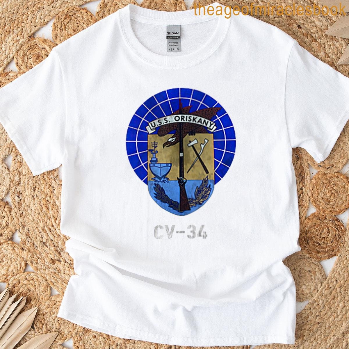 Womens Uss Oriskany Cv-34 Logo American Flag Aircraft Carrier Papa T-shirt