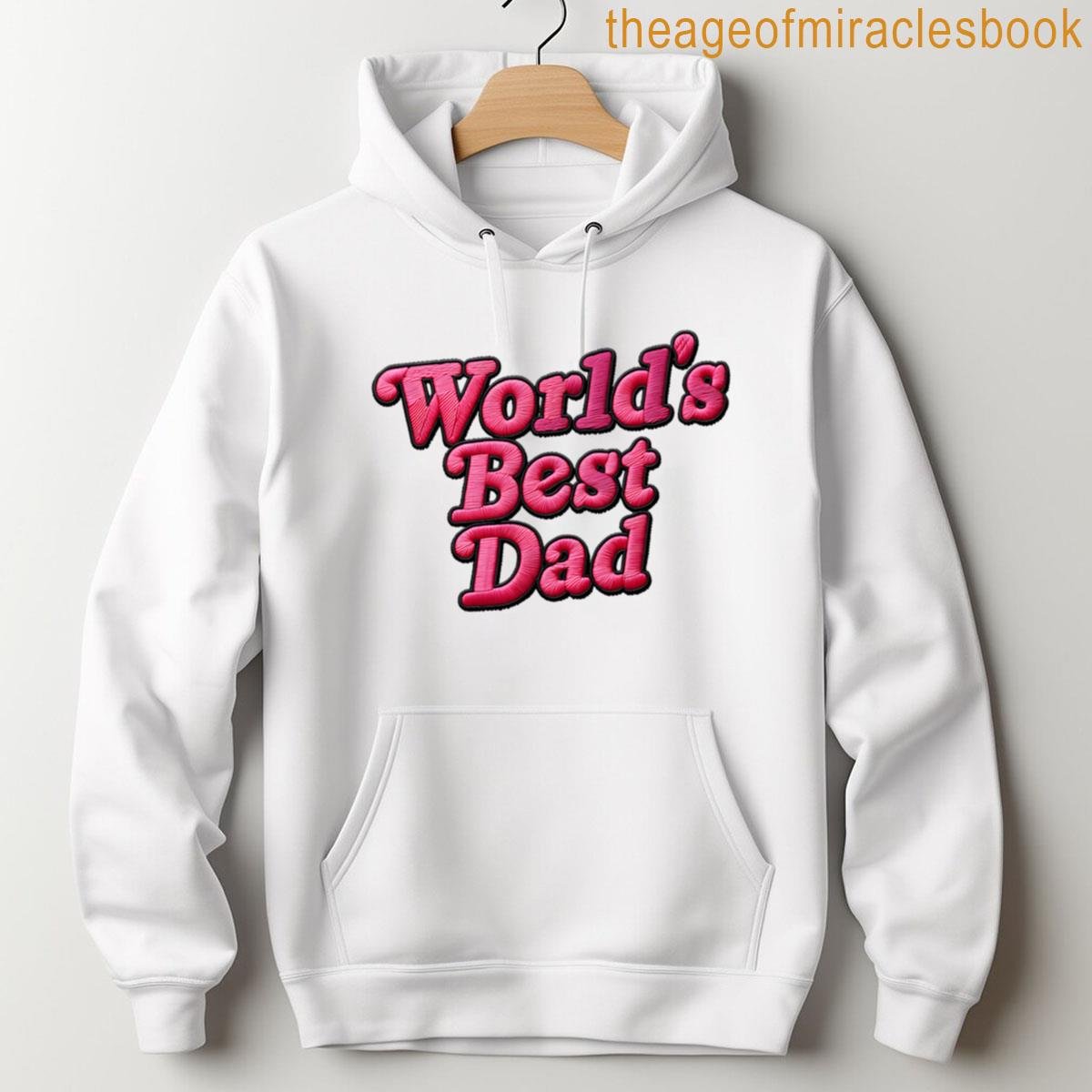 Alternative view of Worlds Best Dad Bright Pink Embroidery Style Text Fun Gift For Dads Fathers Day T-shirt