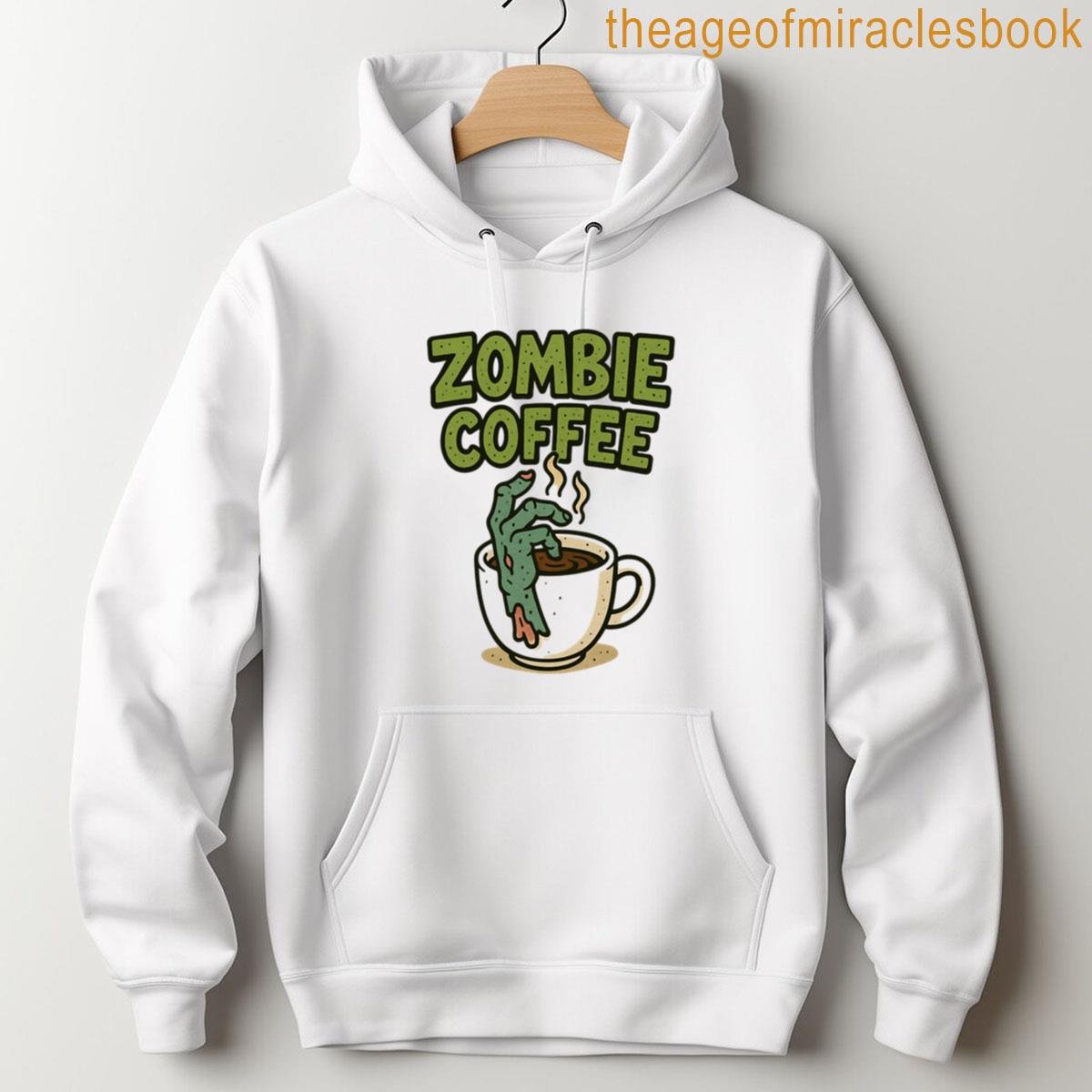 Alternative view of Zombie Coffee - Funny Cartoon Font Undead Barista Saying Brains Can Wait T-shirt