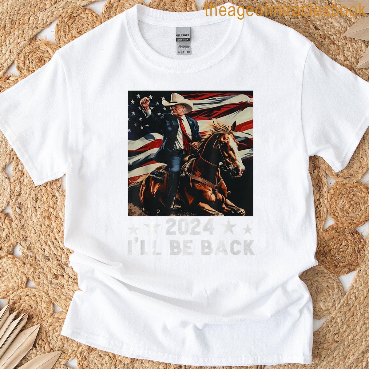 2024 I’ll Be Back Trump Riding A Horse With The Us Flag Premium Tri-blend T-shirt
