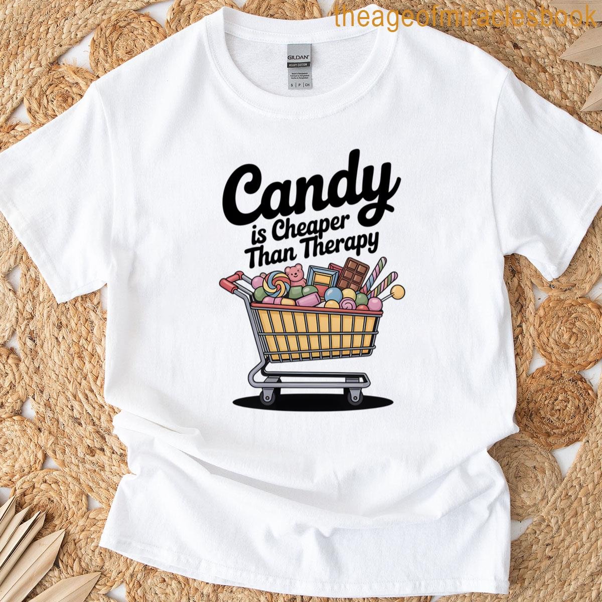 Candy Is Cheaper Than Therapy Funny Halloween Design T-shirt