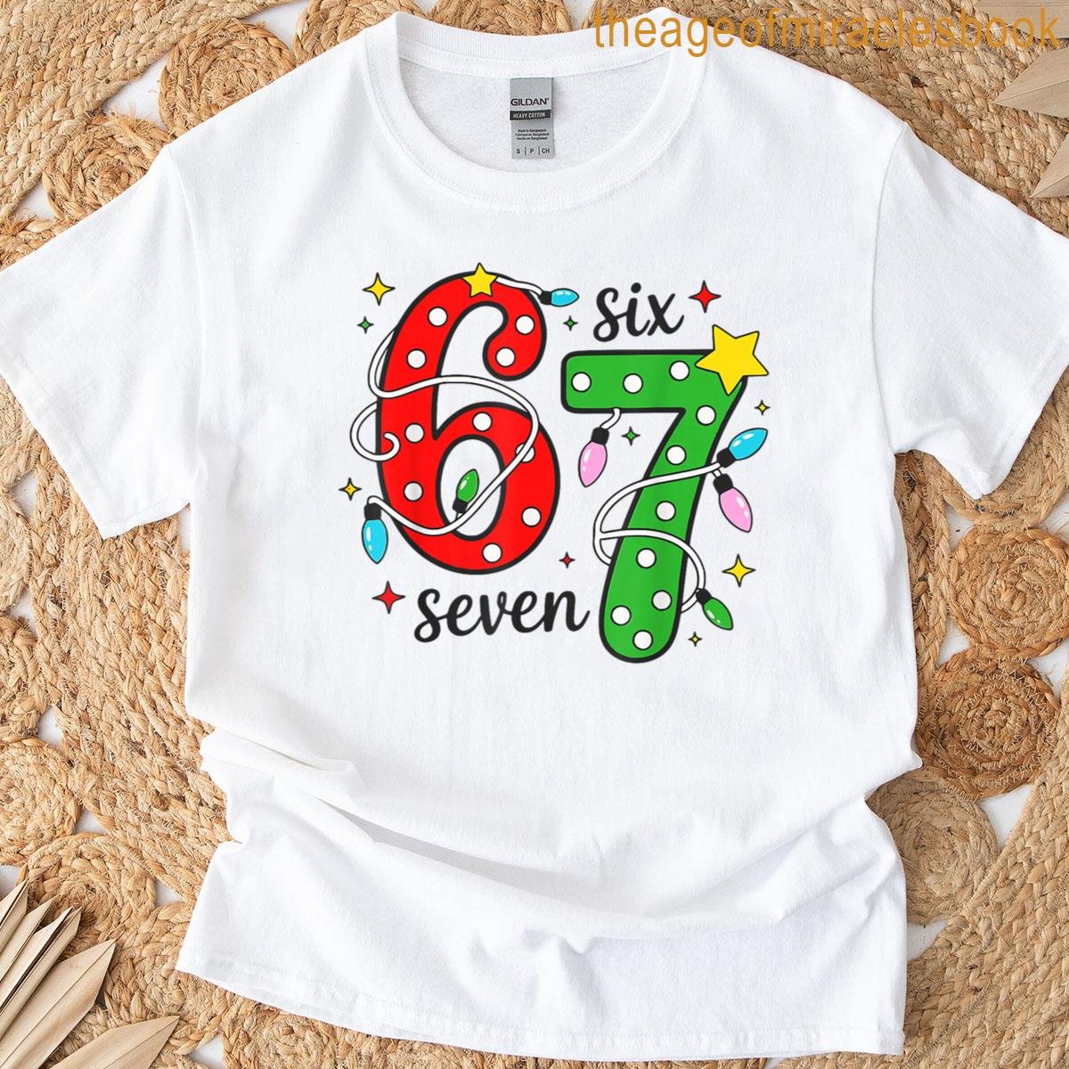 6 7 Six Seven Gen Z Alpha Meme Slang Xmas Christmas T-shirt