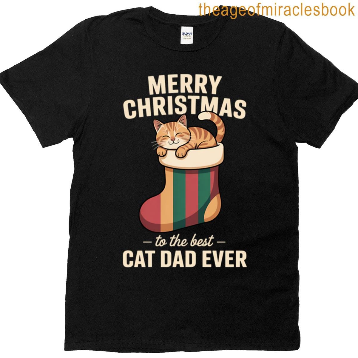 Vintage Cozy Cat Dad Christmas Gift For Festive Holidays T-shirt