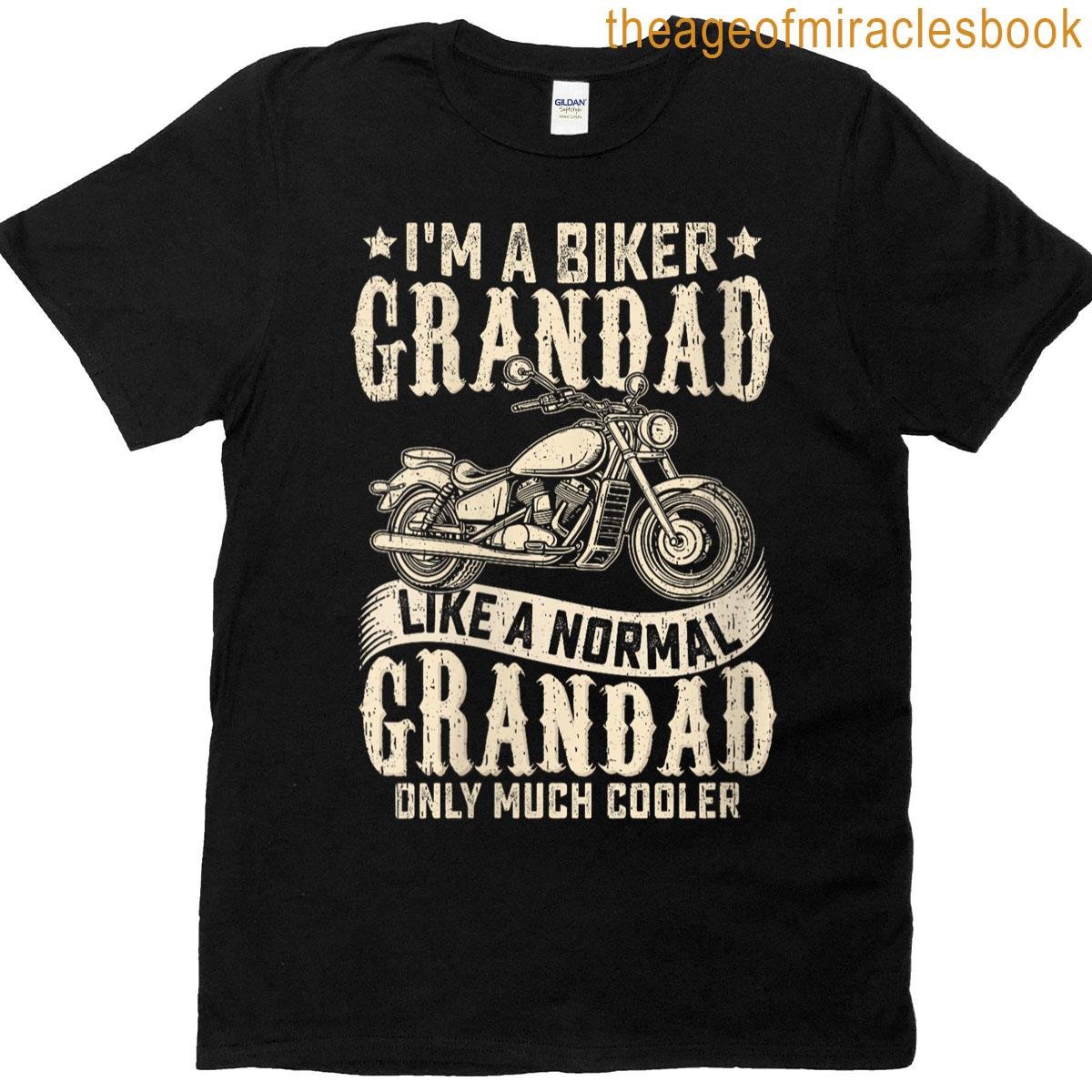 Womens Biker Grandad Much Cooler Best Grandpa Ever Motorbike Dad T-shirt