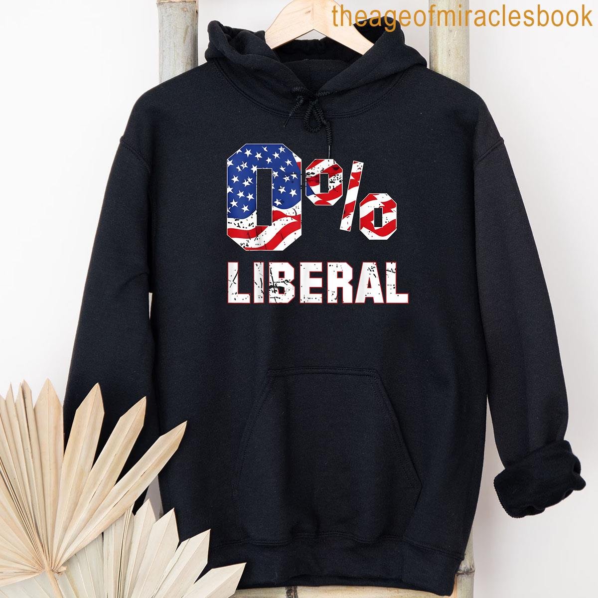 Alternative view of Zero Percent 0 Liberal Vintage Usa Flag Political Humor T-shirt