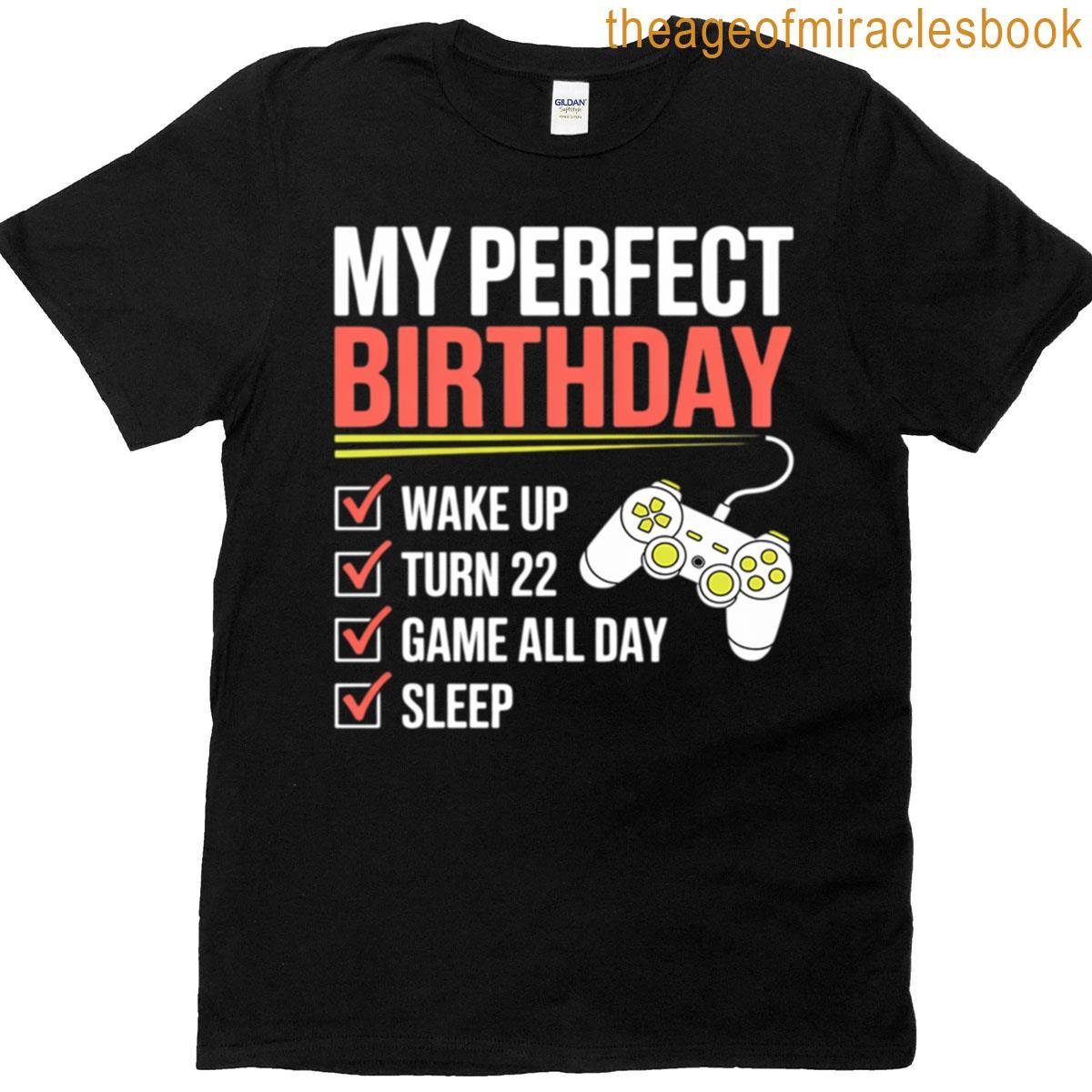 22nd Perfect Birthday Gamer Gaming 22 Years Old Boys T-shirt