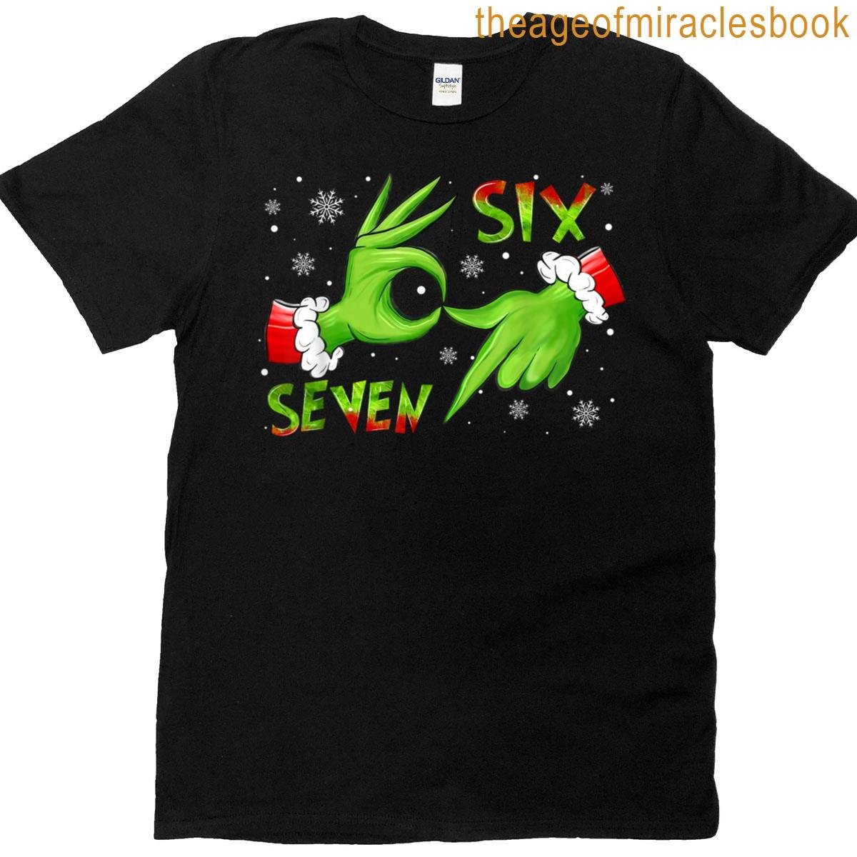 6 7 Six Seven Hand Gen Z Alpha Meme Slang Xmas Christmas T-shirt