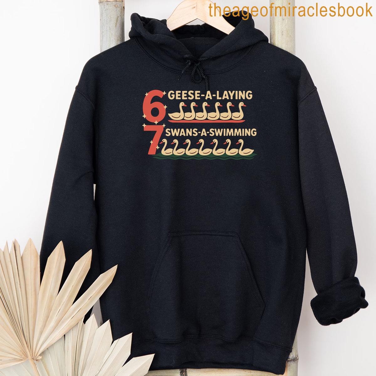 Alternative view of 6 7 Six Seven Brain Rot Gen Z Meme Ugly Christmas Goose Swan T-shirt