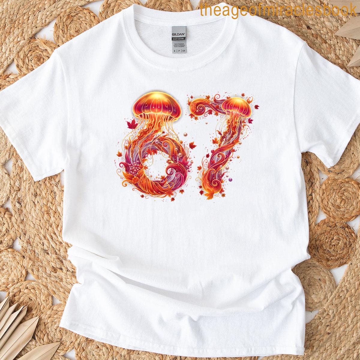 67 Meme Six Seven 6 7 Retro Jellyfish Sea Ocean Thanksgiving Premium Tri-blend T-shirt
