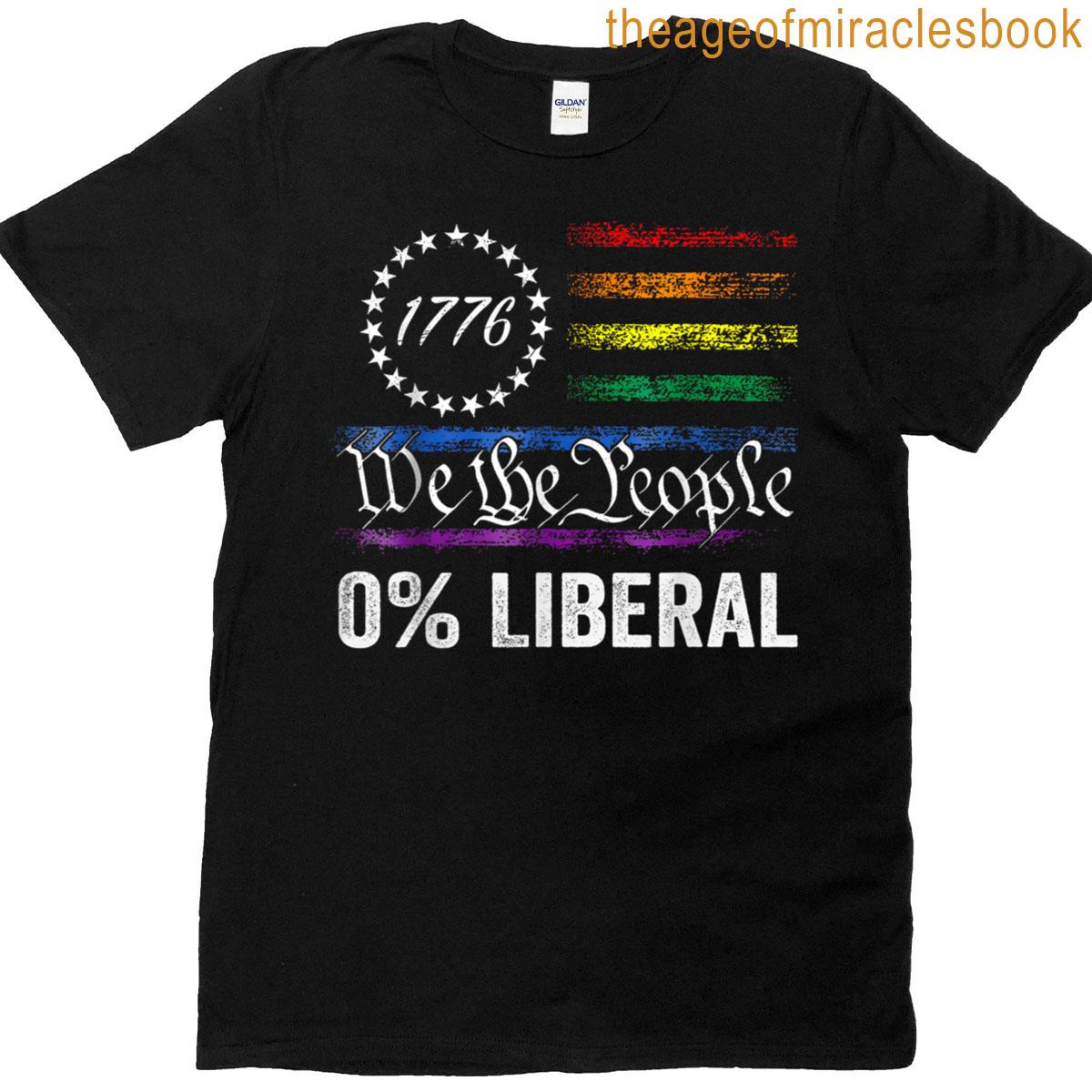 0 Liberal 100 American Zero Percent Liberal Us Flag Retro T-shirt