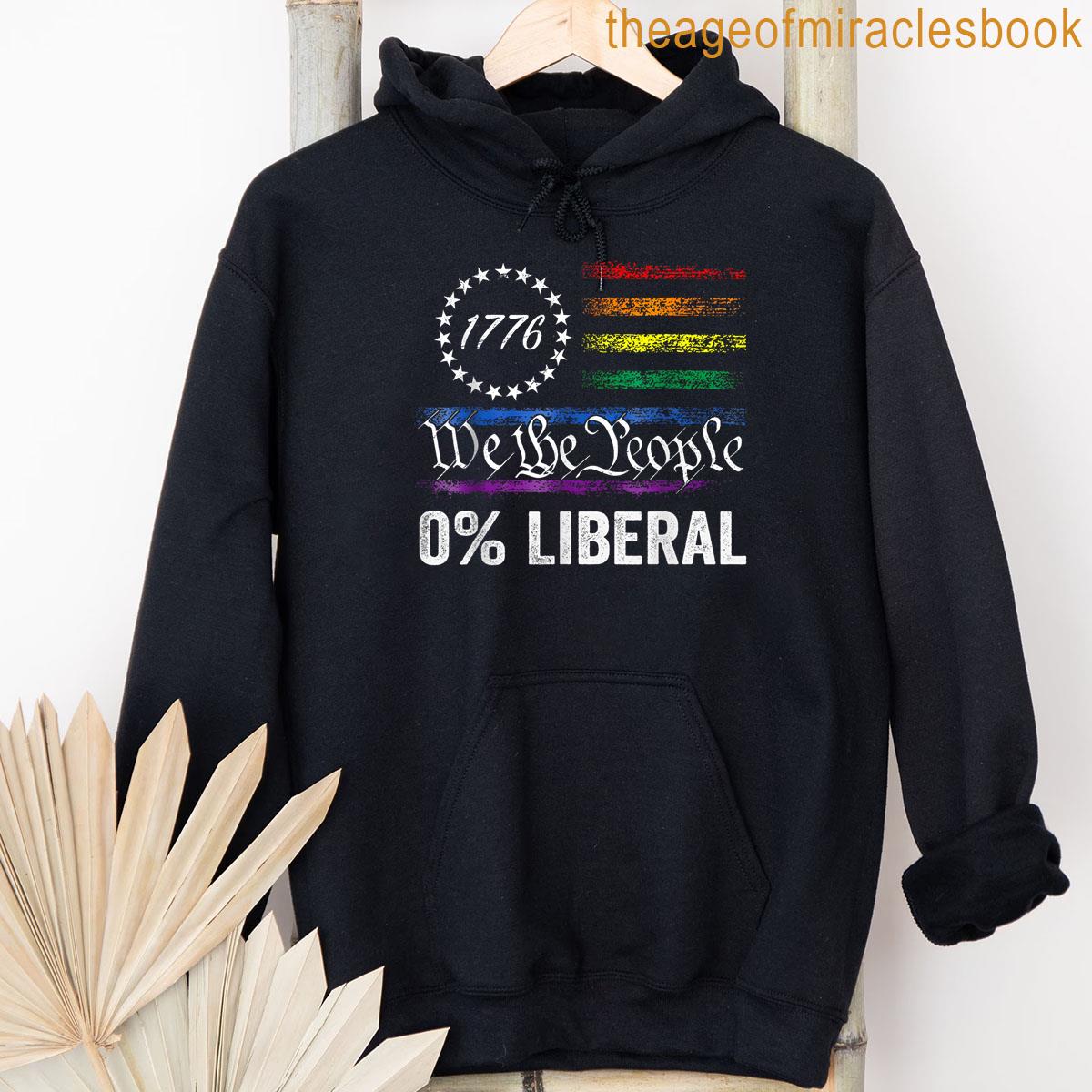Alternative view of 0 Liberal 100 American Zero Percent Liberal Us Flag Retro T-shirt