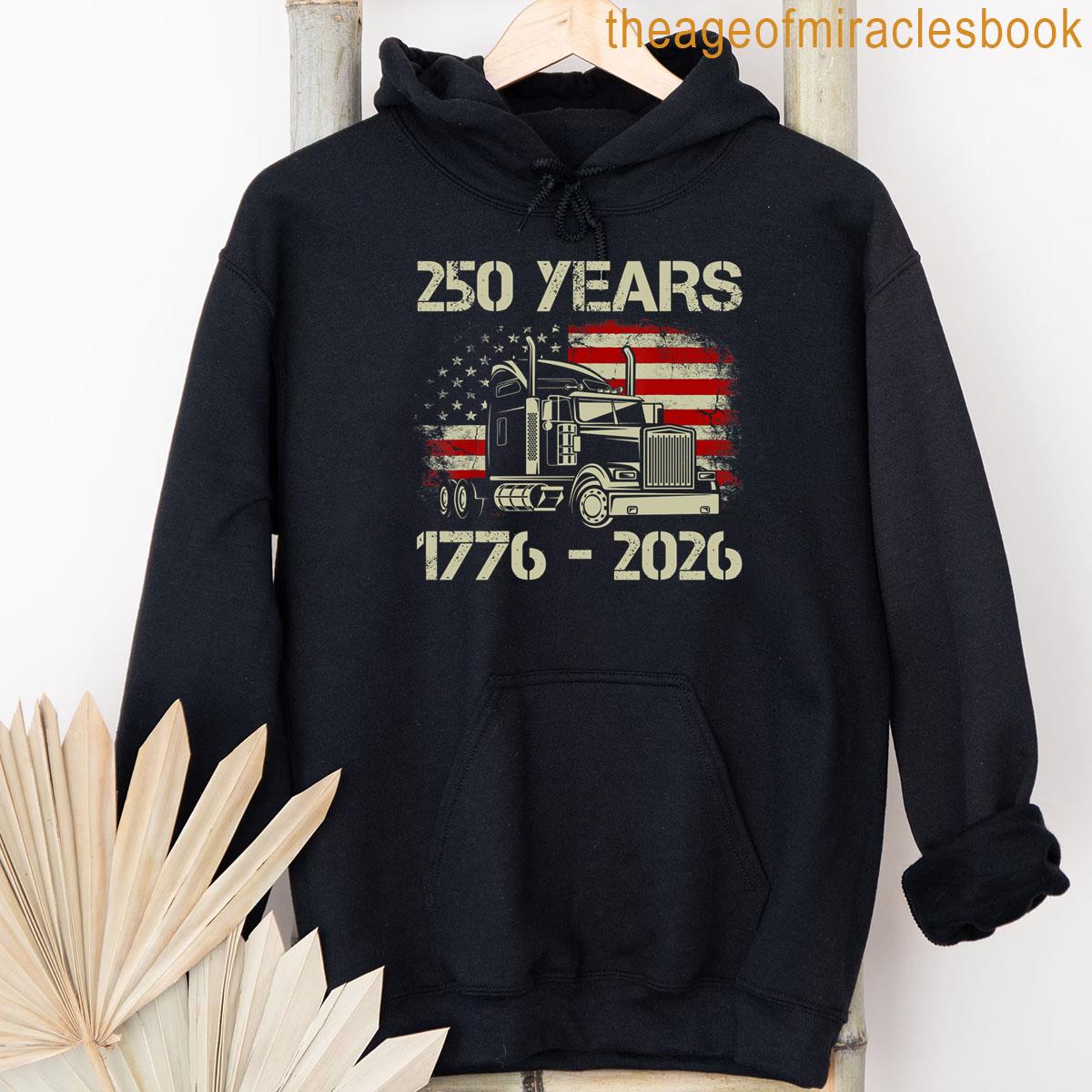 Alternative view of 250 Years 1776-2026 250th Birthday Usa American Flag Trucker T-shirt