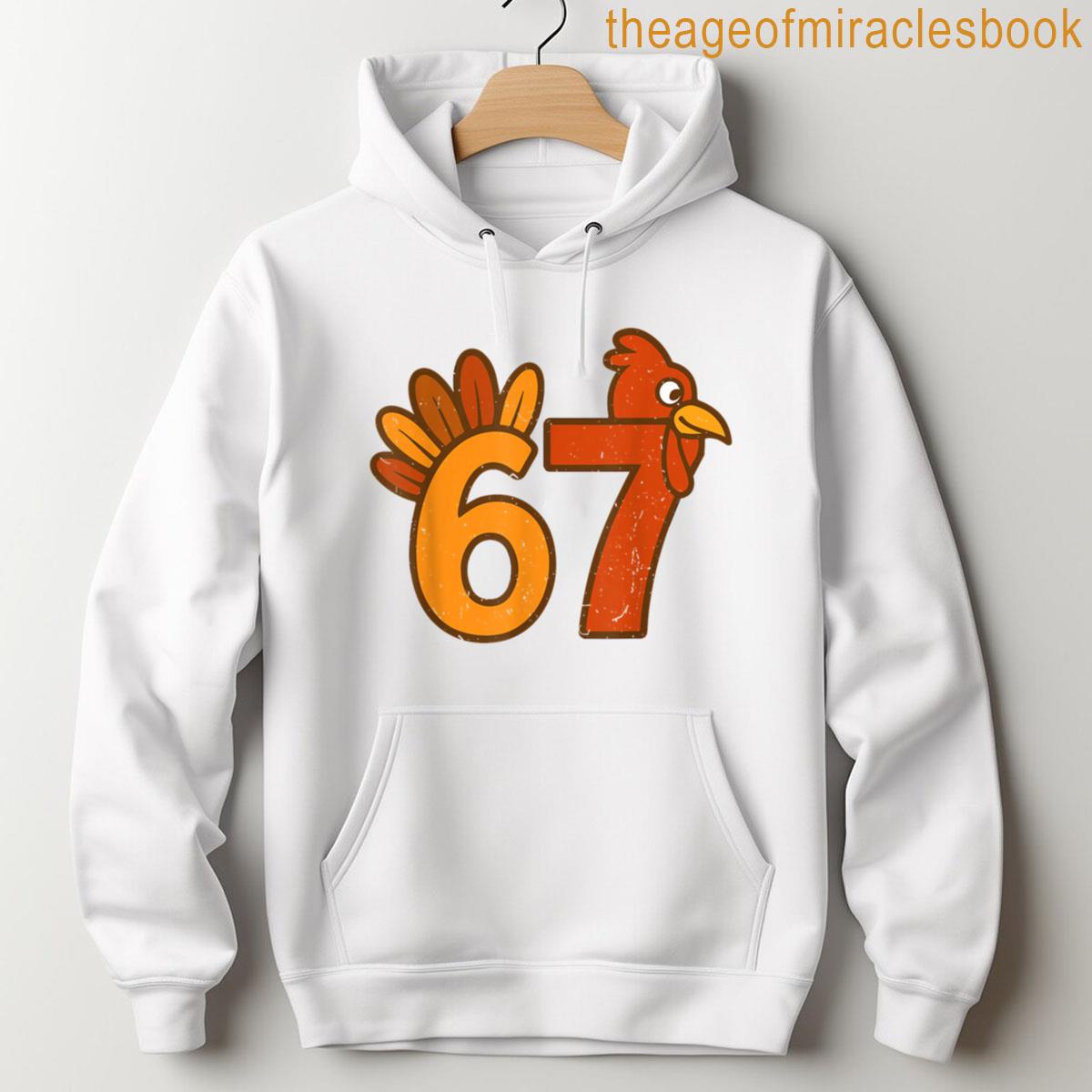 Alternative view of 67 Thanksgiving Math Turkey Funny Brainrot Math Teacher T-shirt