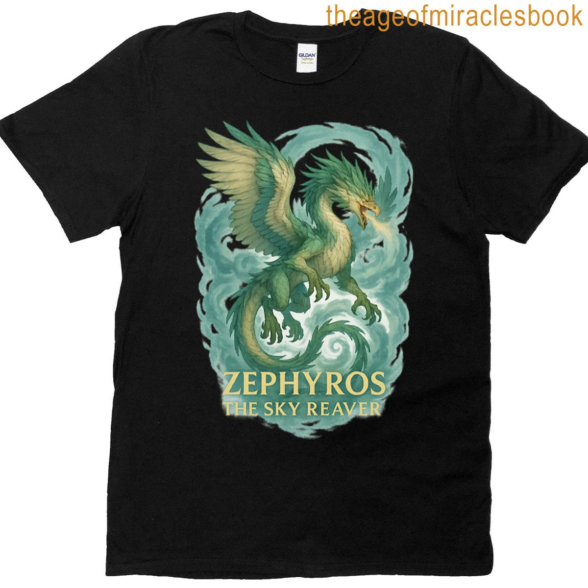 Zephyros The Sky Reaver Anime Fantasy Wind Dragon Art By Papabtees2 T-shirt