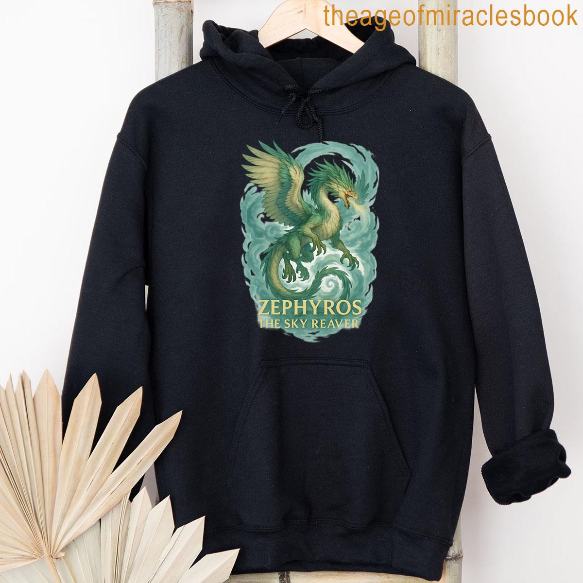 Alternative view of Zephyros The Sky Reaver Anime Fantasy Wind Dragon Art By Papabtees2 T-shirt