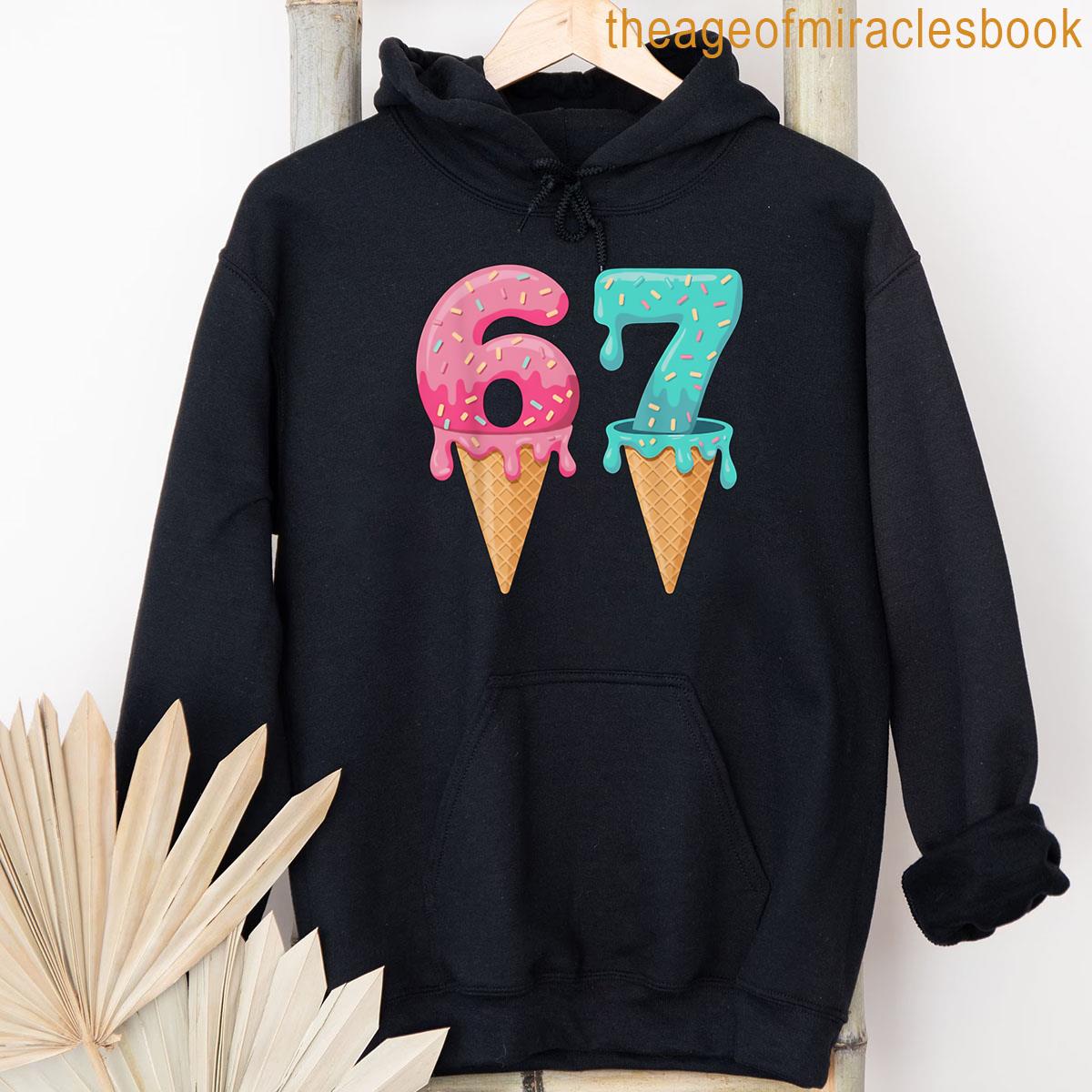 Alternative view of Baseball Drip Ice Cream 6-7 Baseball Lifestyle 101 Funny Summer Baseball Meme Design T-shirt