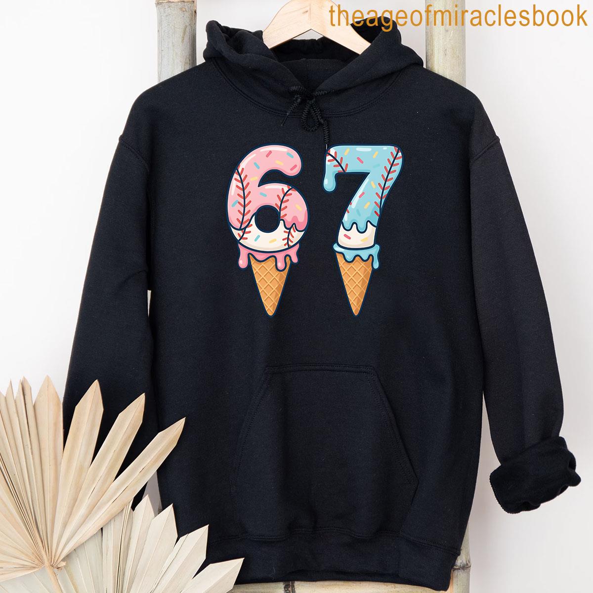 Alternative view of Baseball Drip Ice Cream Funny 6-7 Baseball Lifestyle 101 Meme 6 7 T-shirt