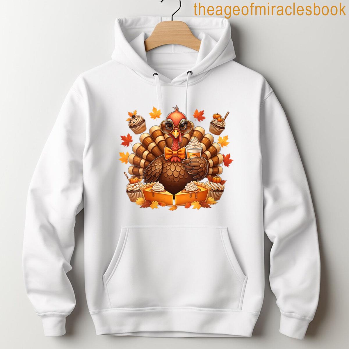 Alternative view of Womens Turkey Drinking Pumpkin Spice Latte Bow Thanksgiving Womens T-shirt