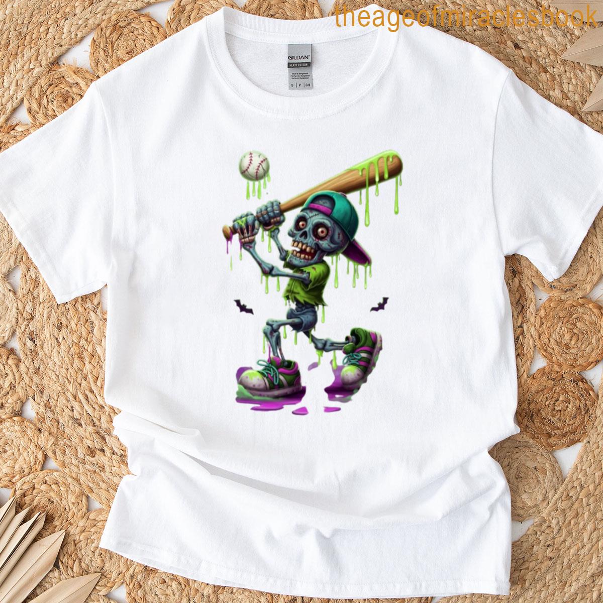 Zombie Skeleton Baseball Player Sports Halloween Gamer T-shirt
