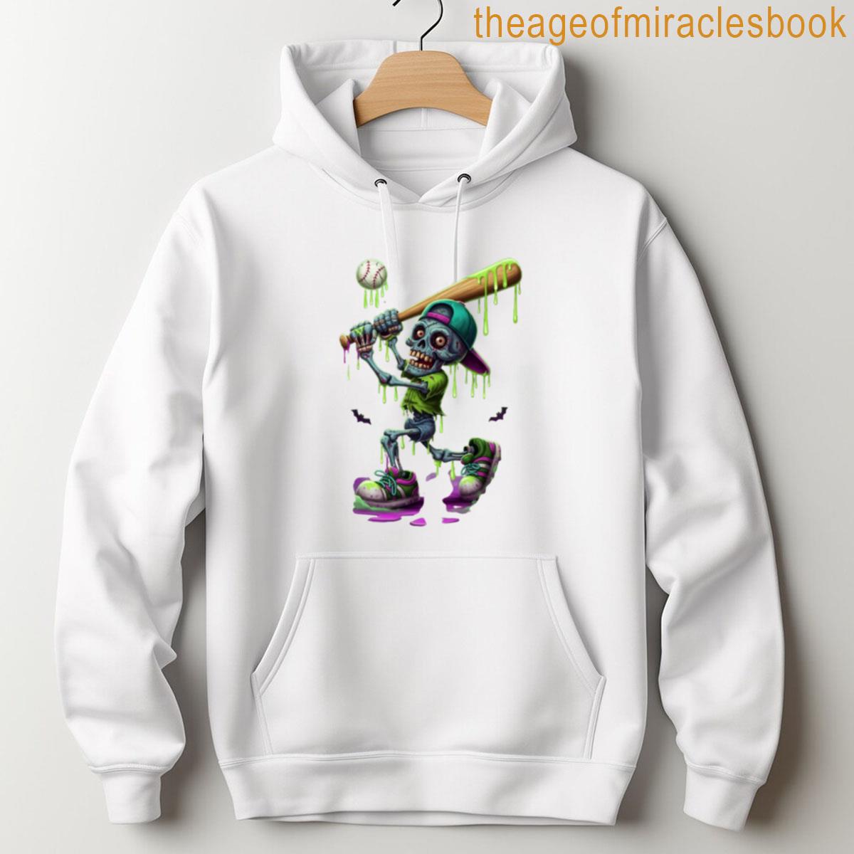 Alternative view of Zombie Skeleton Baseball Player Sports Halloween Gamer T-shirt