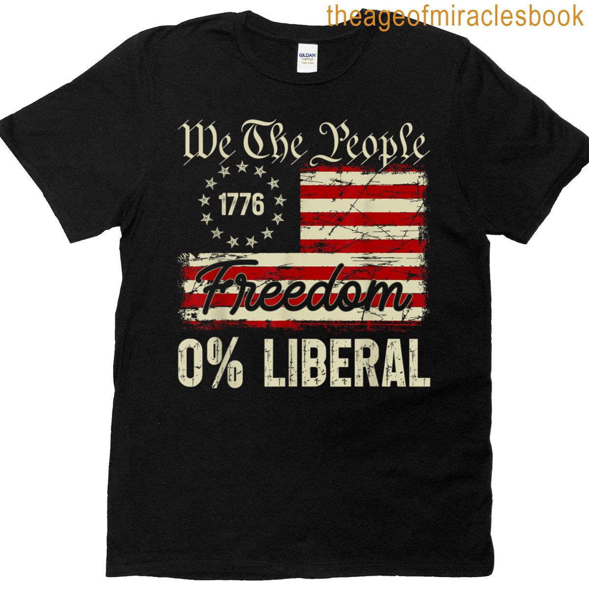 0 Liberal 100 American Zero Percent Liberal Us Flag Retro T-shirt