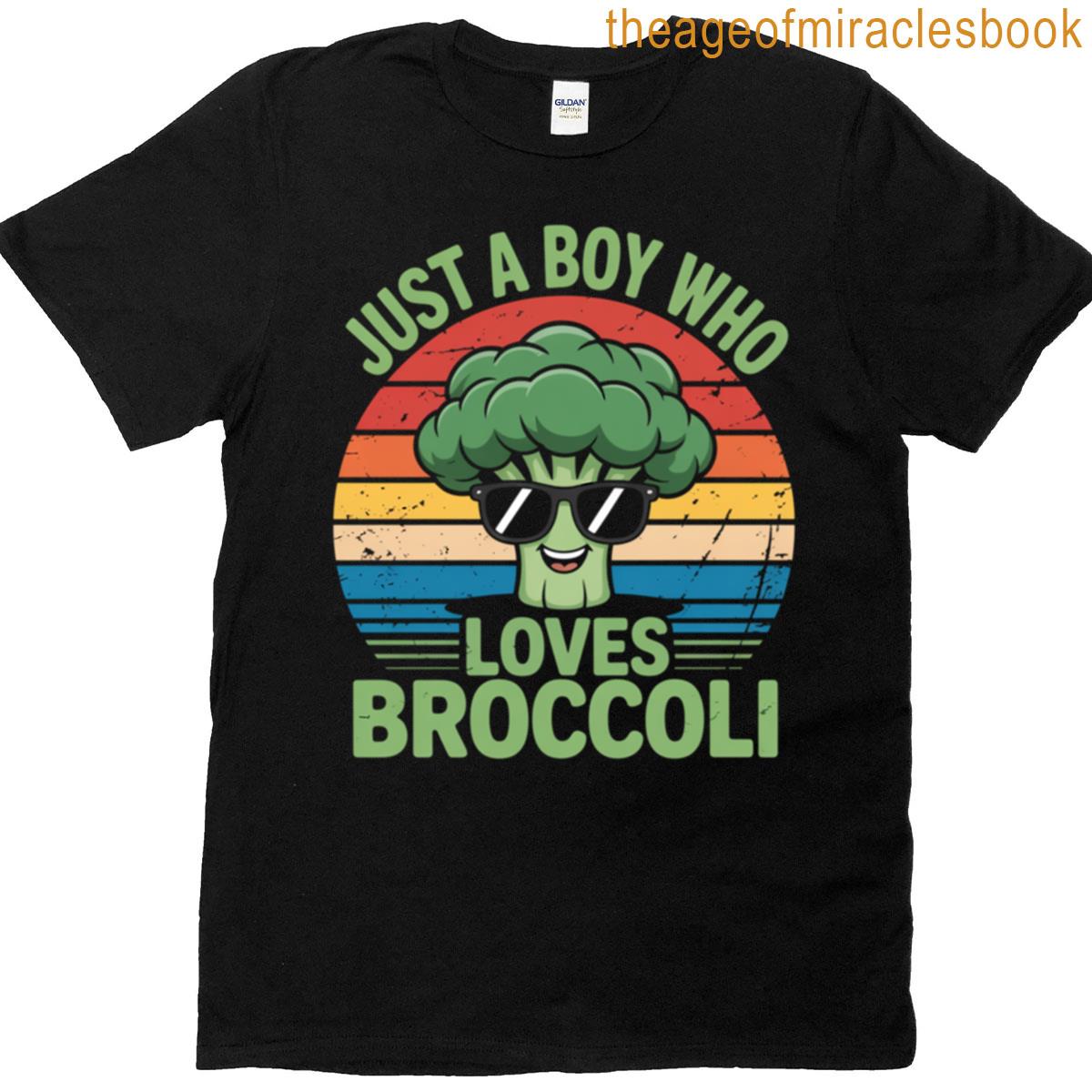 Just A Boy Who Loves Broccoli Funny Vintage Broccoli T-shirt