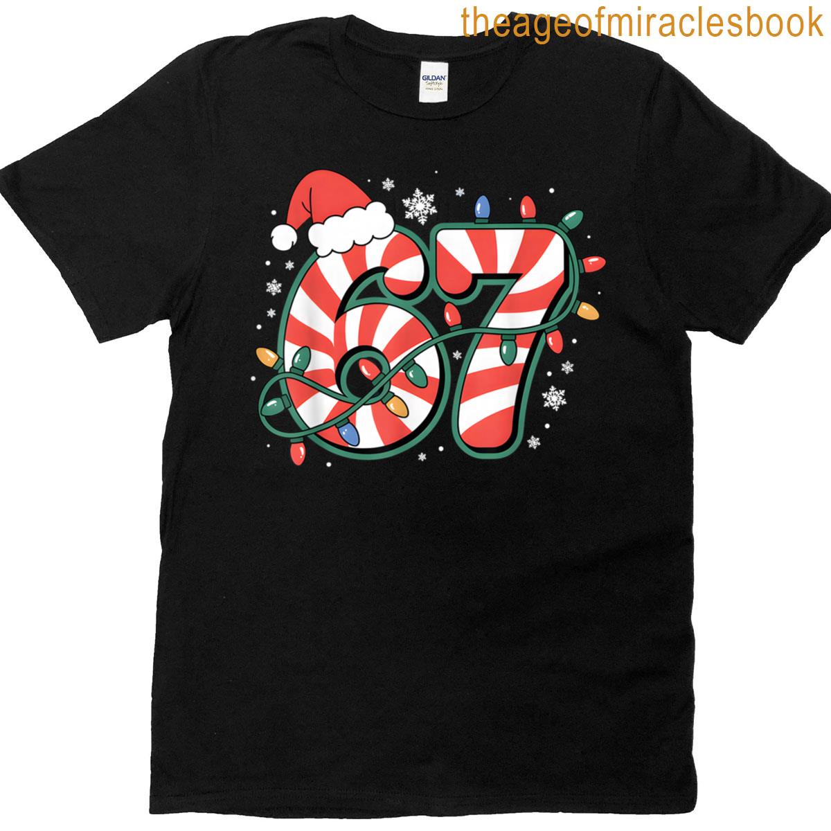 67 Six Seven Novelty Christmas Santa Hat Family Matching T-shirt