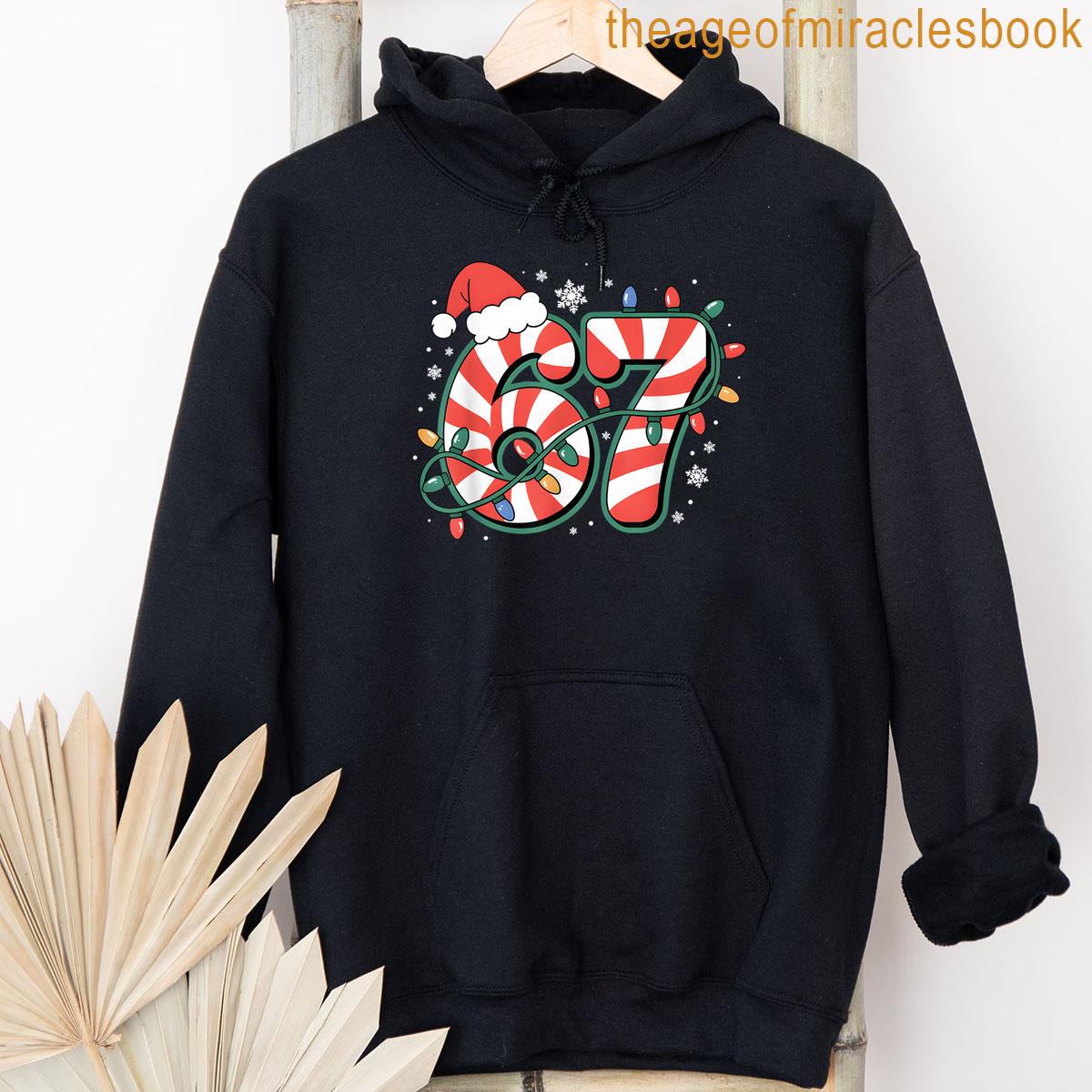 Alternative view of 67 Six Seven Novelty Christmas Santa Hat Family Matching T-shirt