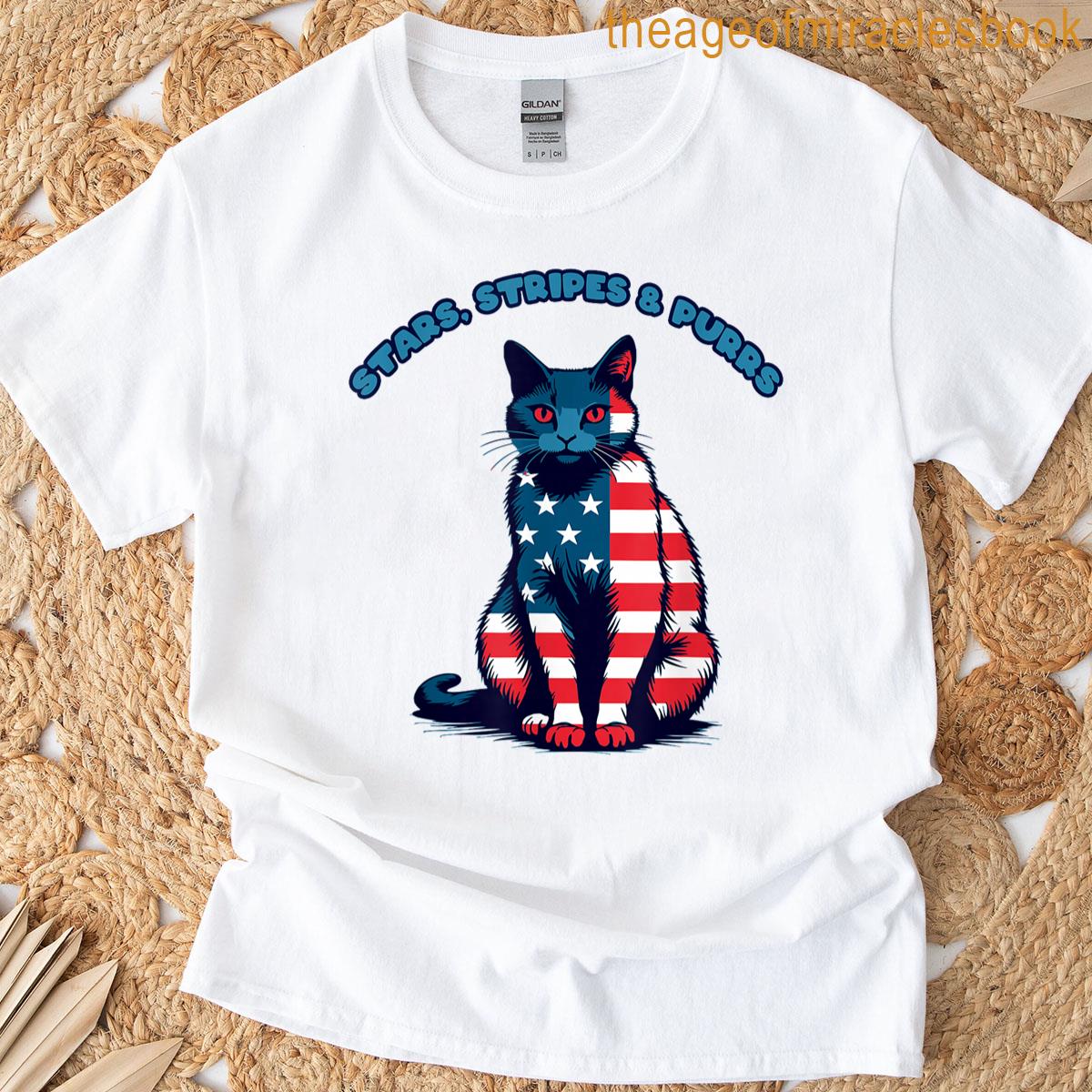 Stars Stripes Purrs Patriotic American Cat Design T-shirt