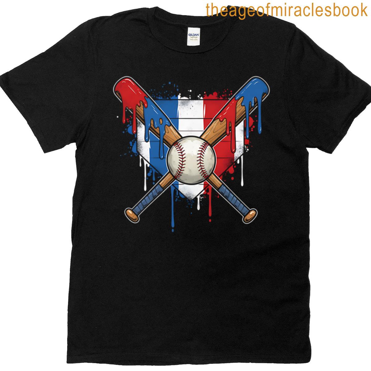 American Baseball Drip For Boys Graffiti Ball And Bat Youth T-shirt