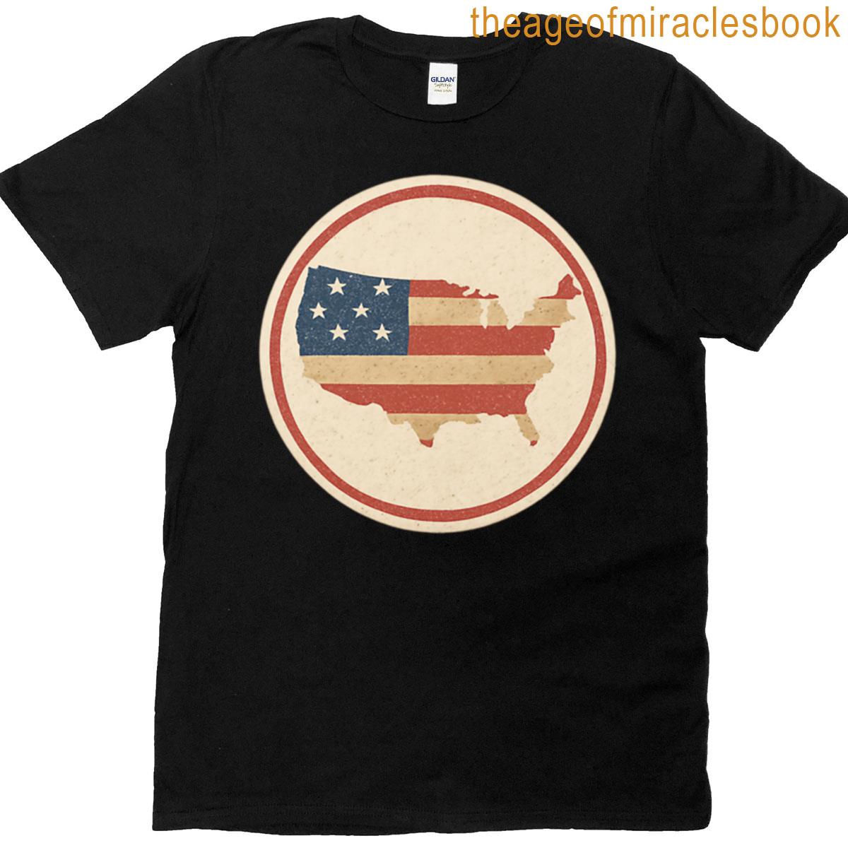 Vintage Usa Map Flag Patriotic American Heritage Design T-shirt