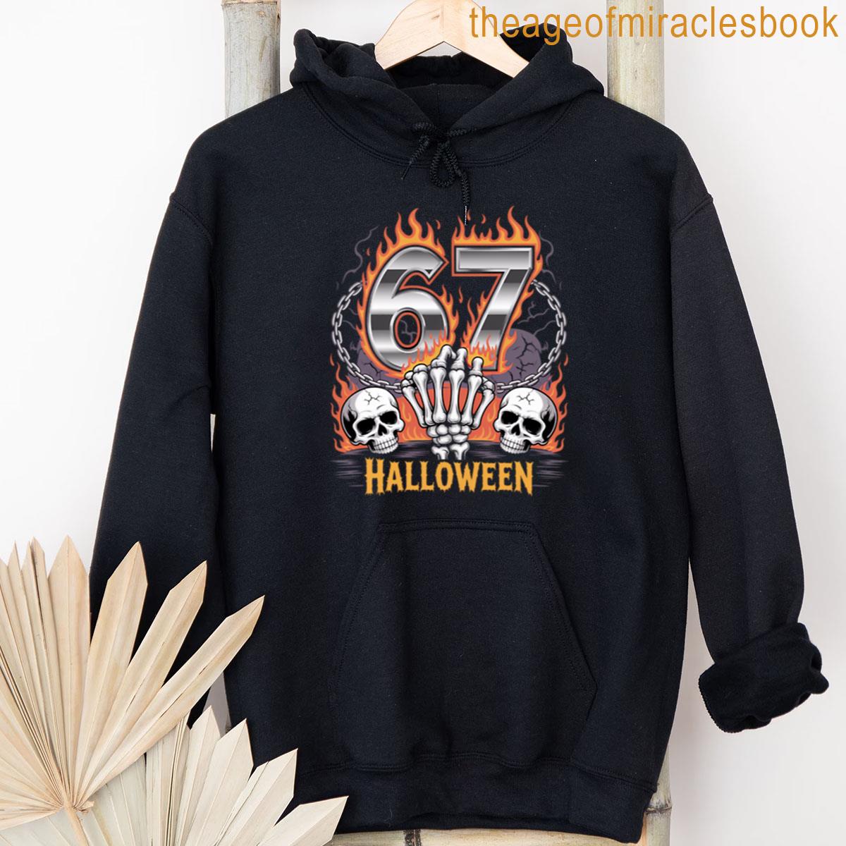 Alternative view of 4 Creepy Skeleton Hand 6 7 Funny Halloween Graphic T-shirt