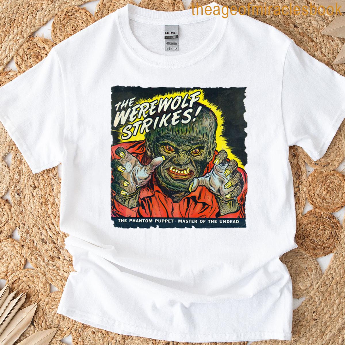 Vintage Werewolf Retro Horror Poster Halloween Gift T-shirt