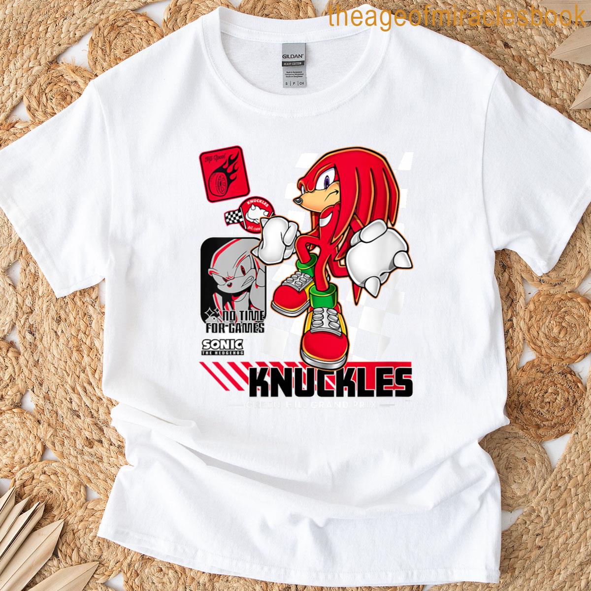 Womens Sonic The Hedgehog Knuckles No Time For Games Poster T-shirt