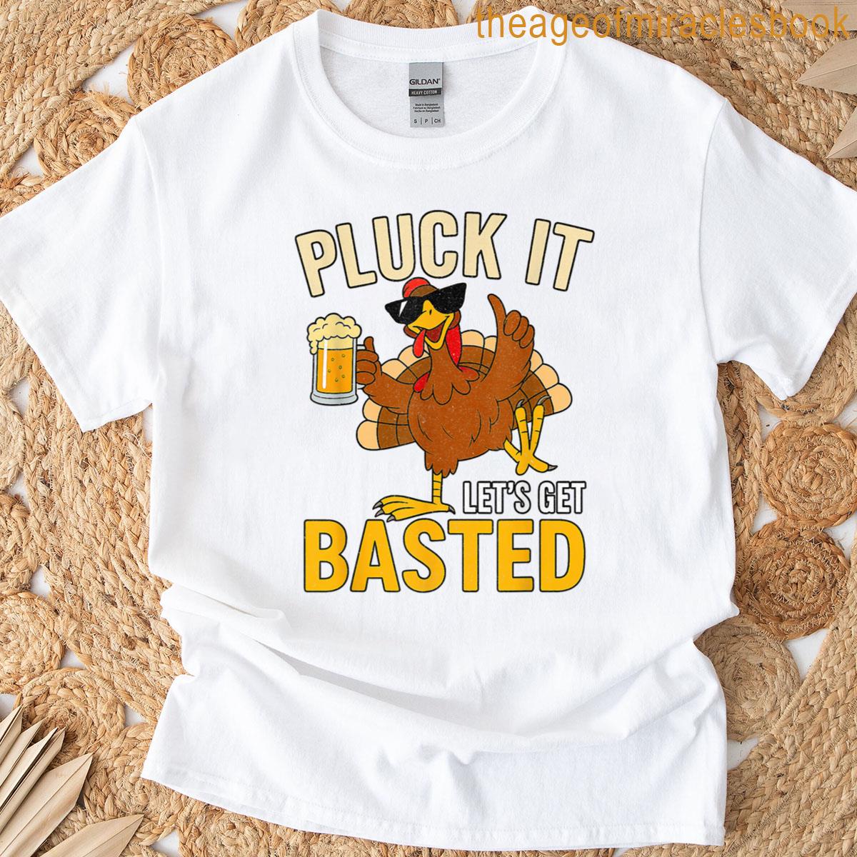 Vintage Pluck It Let’s Get Basted Men Dad Funny Thanksgiving T-shirt