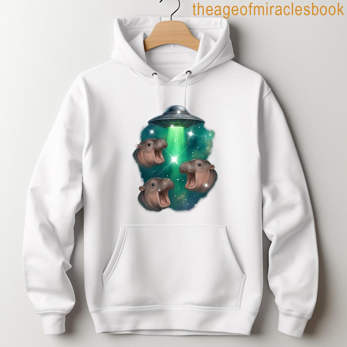 Alternative view of 3 Baby Hippo Ufo Funny Hippopotamus Graphic Animal Lover Art Premium Tri-blend T-shirt