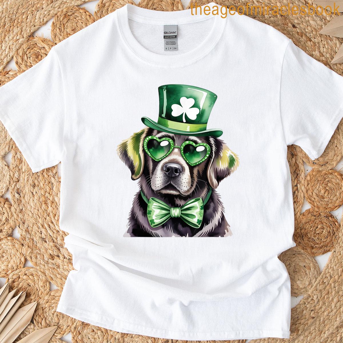 Black Labrador Dog St Patricks Day Shamrocks T-shirt